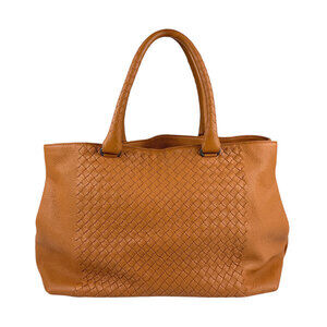 Bottega Veneta handbag orange brown intrecciato leather